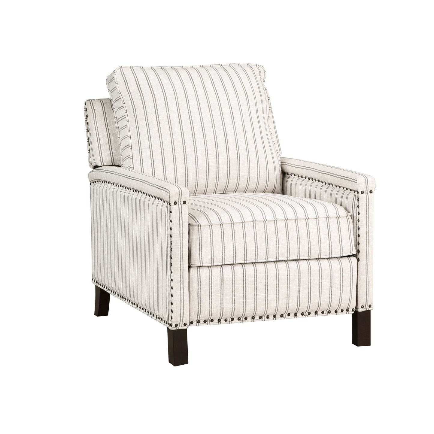 Traditional Living Room Furniture Push Back Reclining Chair 1pc Textured Fabric Upholstery Nailhead Trim Solid Wood Frame