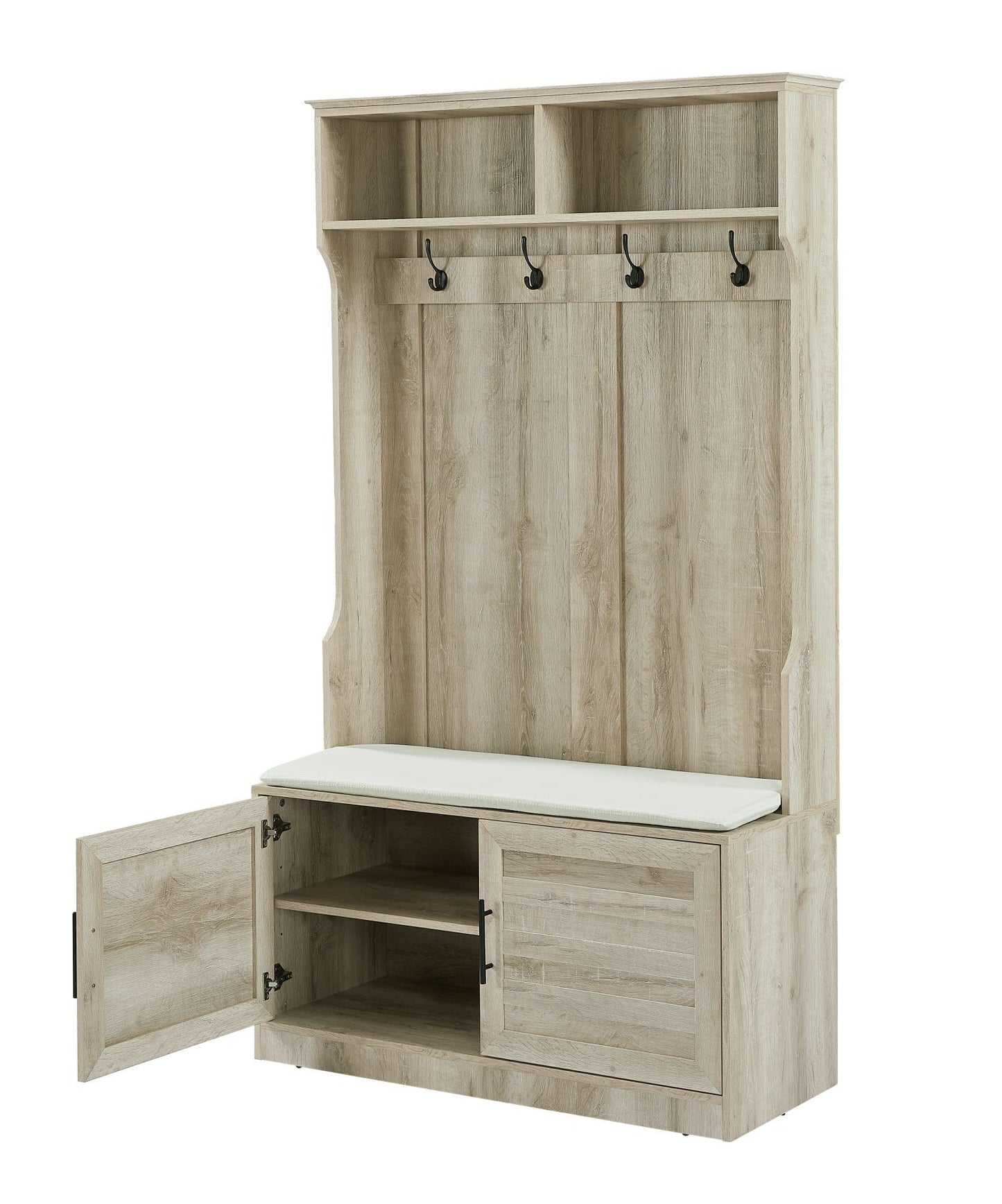 Wood Coat Rack, Storage Shoe Cabinet, with Clothes Hook, with Sponge Pad Product, Multiple Storage Racks, bedroom, porch wardrobe storage rack, Dark Colour