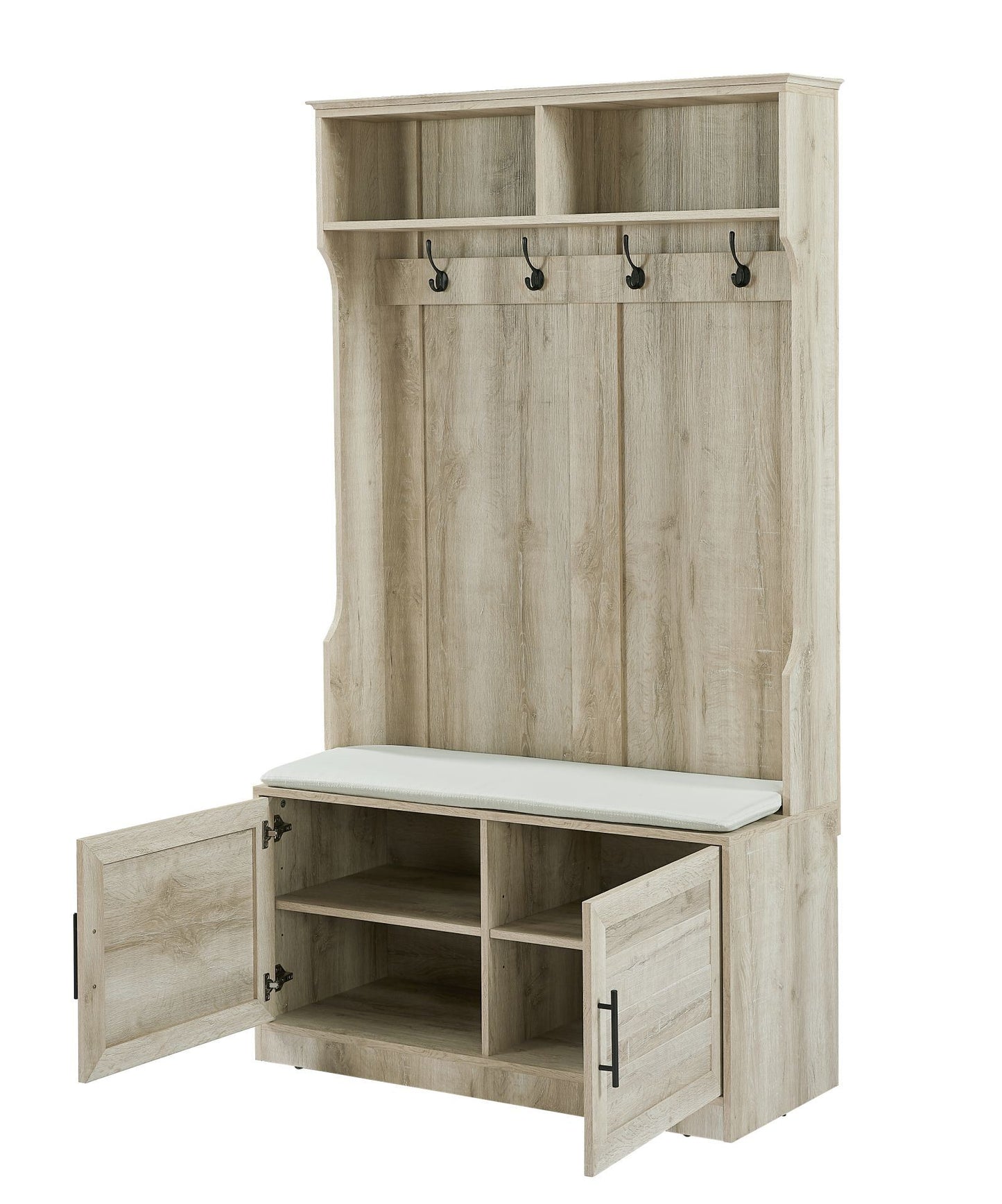 Wood Coat Rack, Storage Shoe Cabinet, with Clothes Hook, with Sponge Pad Product, Multiple Storage Racks, bedroom, porch wardrobe storage rack, Dark Colour
