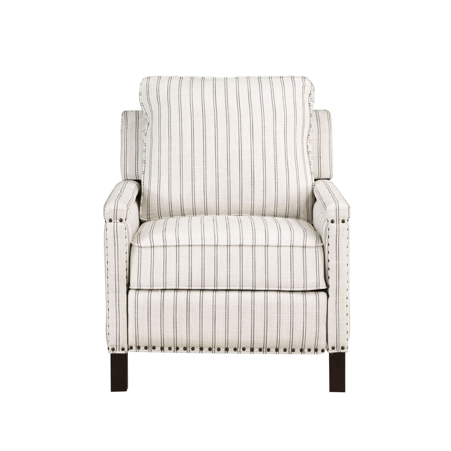 Traditional Living Room Furniture Push Back Reclining Chair 1pc Textured Fabric Upholstery Nailhead Trim Solid Wood Frame