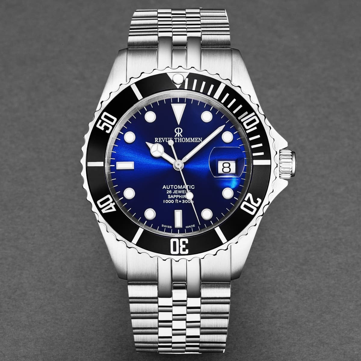 Revue Thommen Men's 'Diver' Blue Dial Stainless Steel Bracelet Automatic Watch 17571.2223