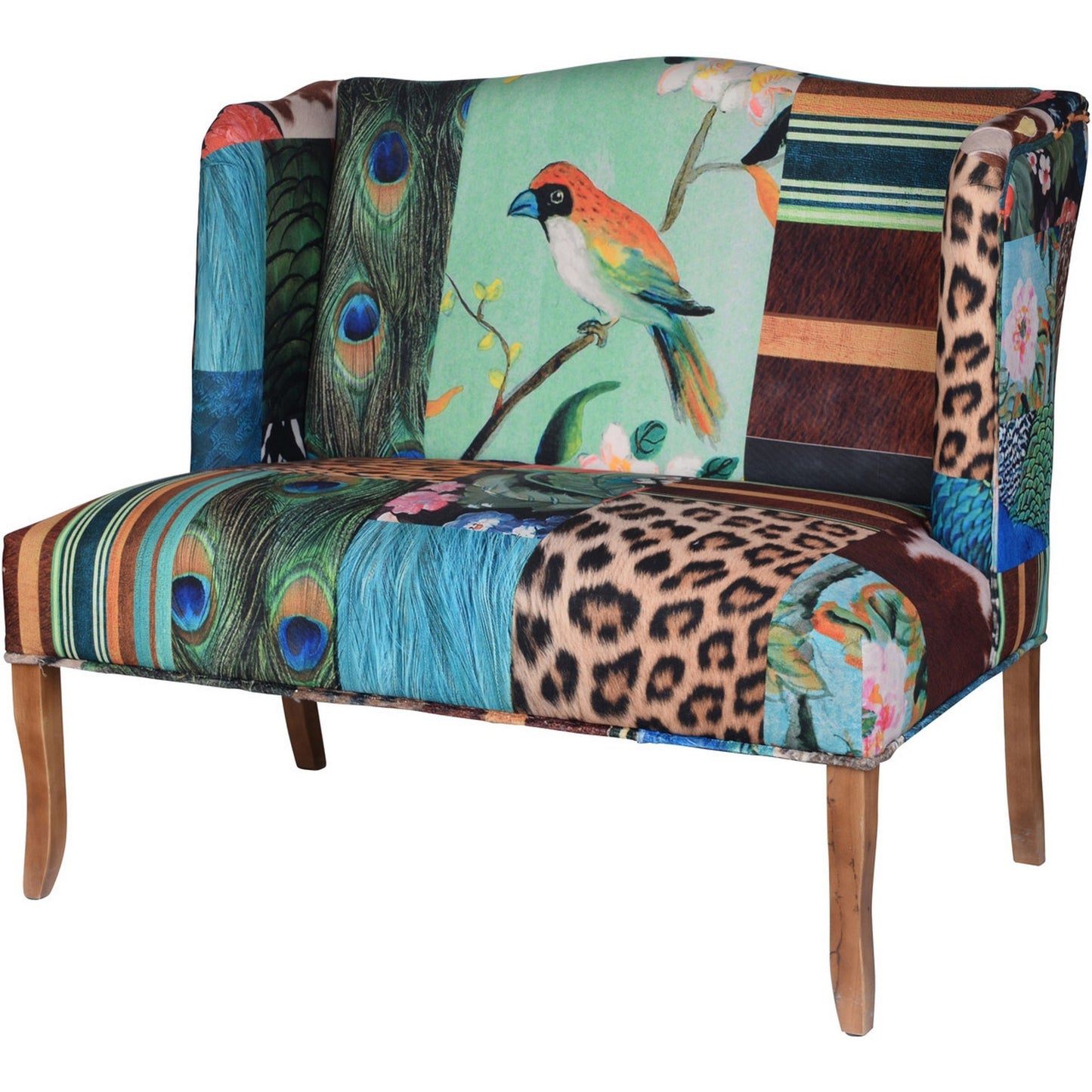 Vesta Bird Collage Print Settee, Multicolor