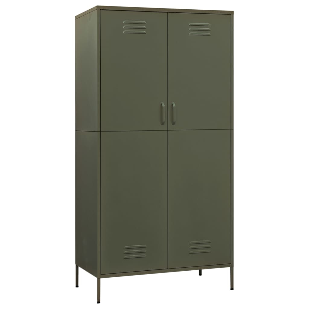 Wardrobe Olive Green 35.4"x19.7"x70.9" Steel