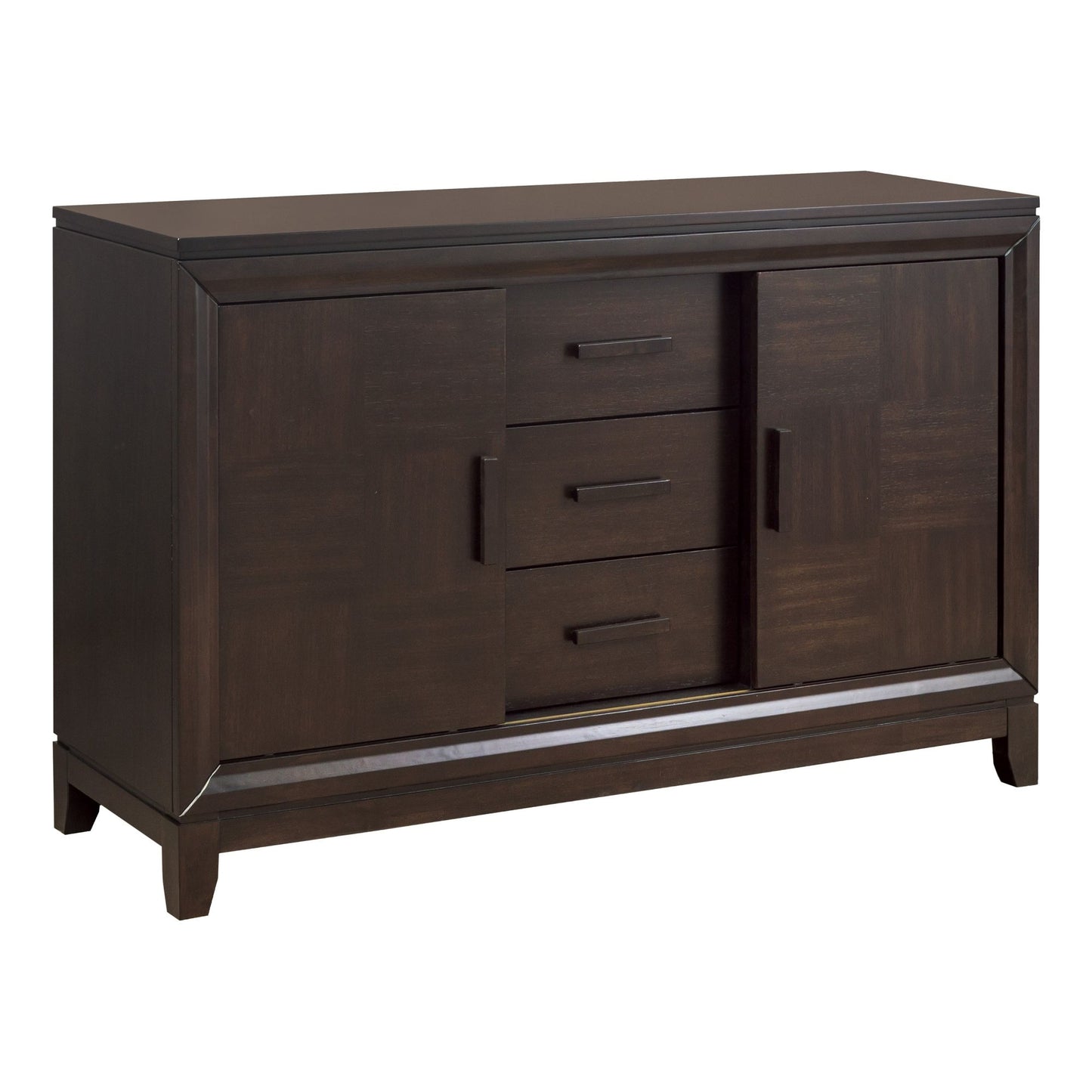 Classic Design Dark Brown Finish 1pc Server of 3x Drawers 2x Cabinets w Sliding Doors Contemporary Style Wooden Dining Room Furniture