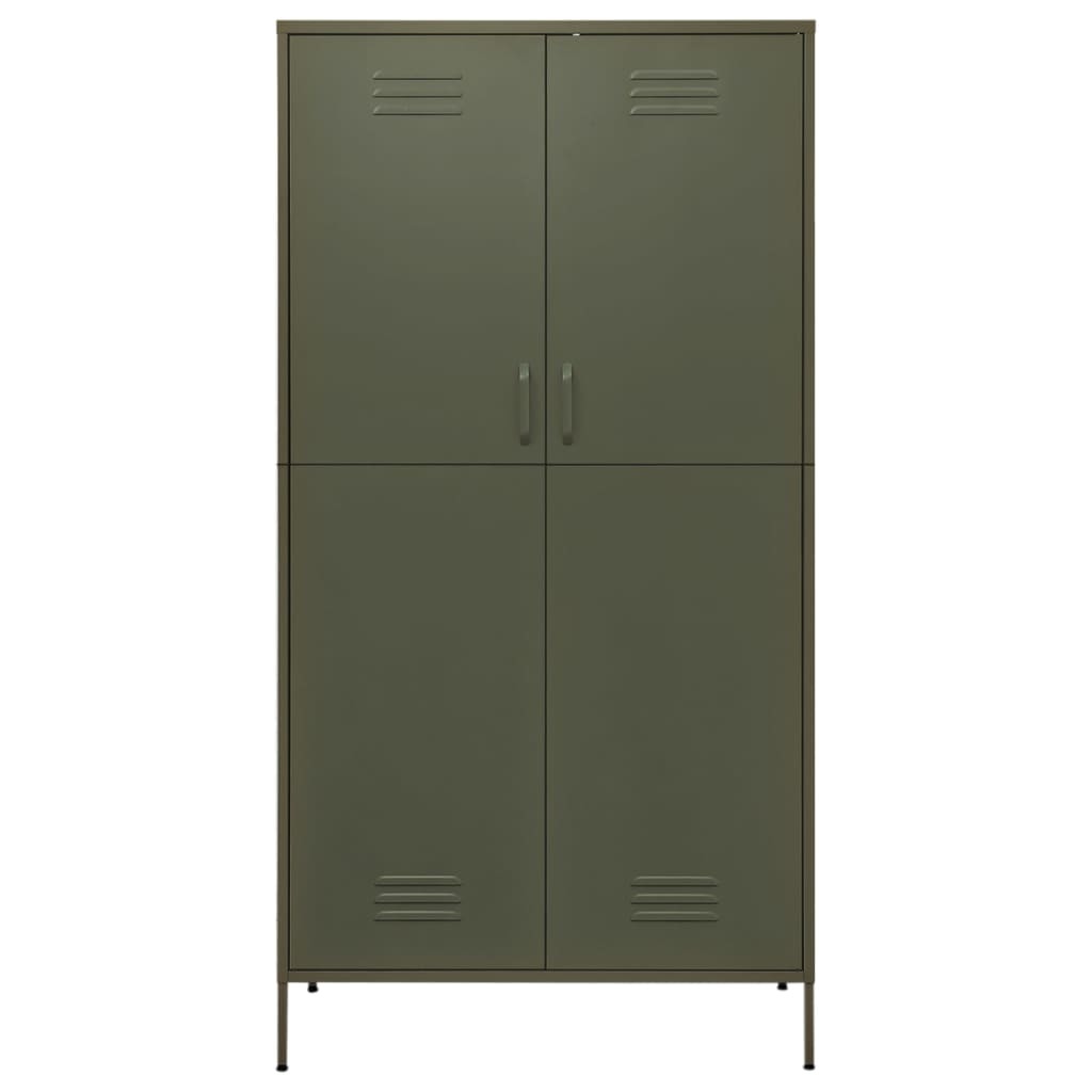 Wardrobe Olive Green 35.4"x19.7"x70.9" Steel