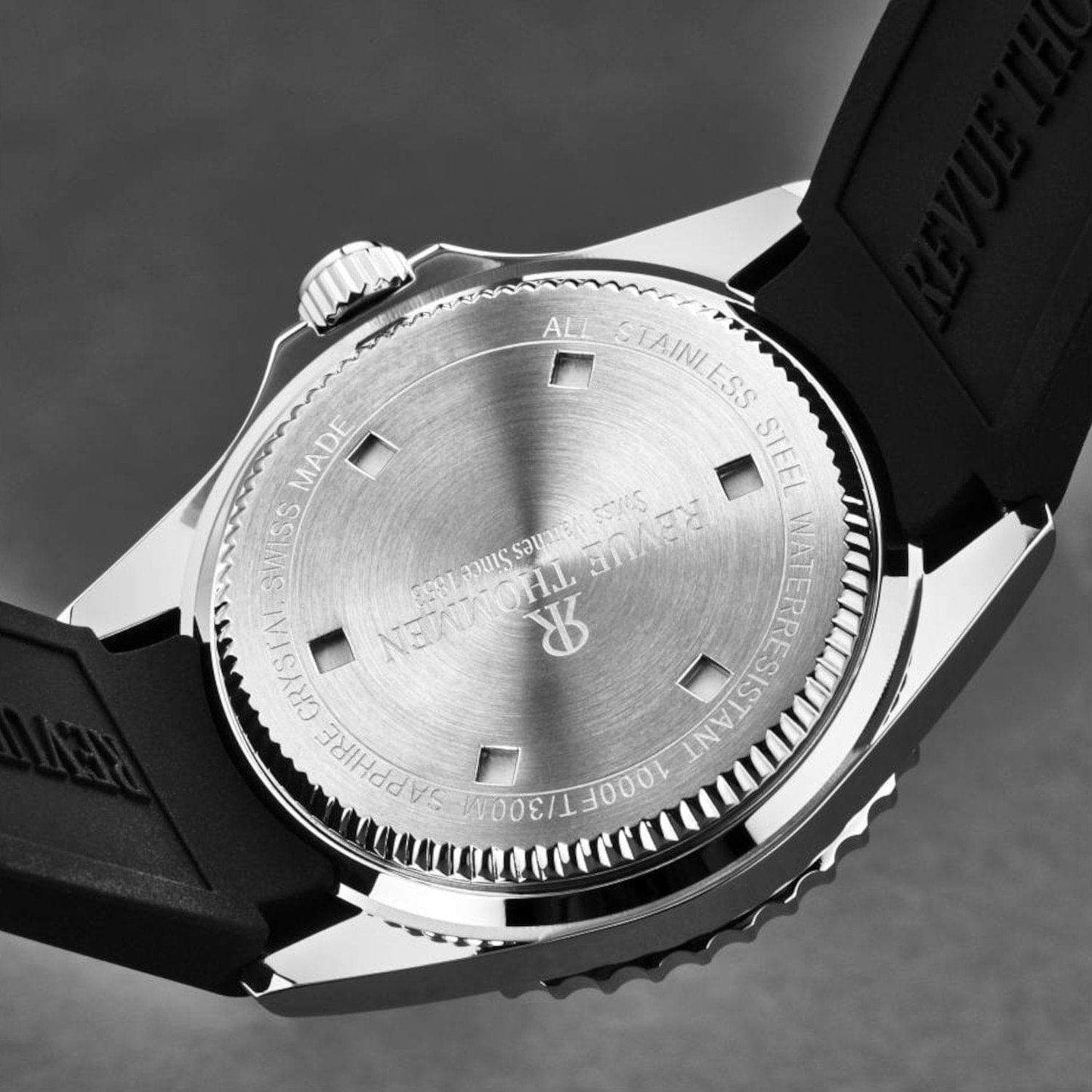 Revue Thommen 17571.2836 Men's 'Diver' Black Dial Rubber Strap Swiss Automatic Watch