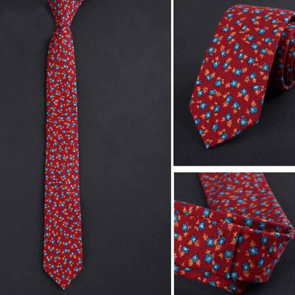 Formal/Casual Neckties Men Cotton Neckties Red Skinny Necktie Fashion Floret 6cm