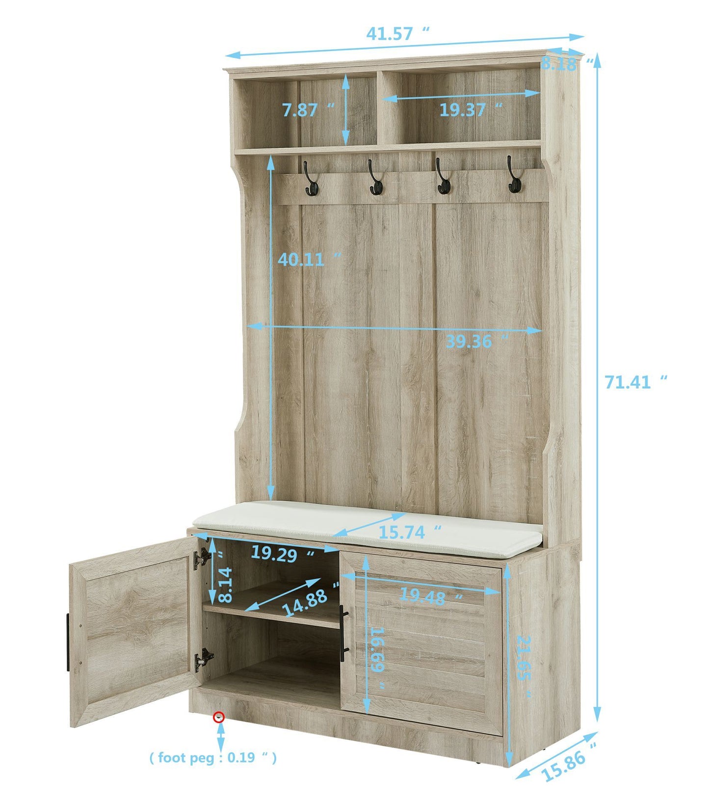 Wood Coat Rack, Storage Shoe Cabinet, with Clothes Hook, with Sponge Pad Product, Multiple Storage Racks, bedroom, porch wardrobe storage rack, Dark Colour