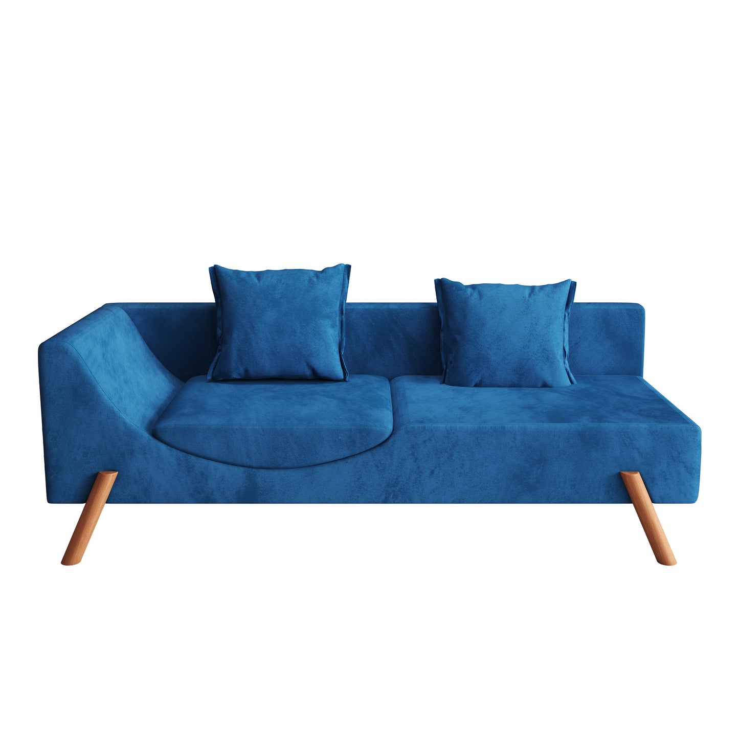 Cut-and-fill chaise longue, convertible multifunctional loveseat sofa blue