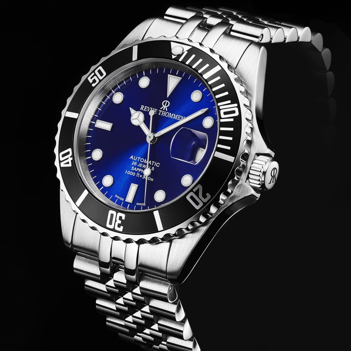 Revue Thommen Men's 'Diver' Blue Dial Stainless Steel Bracelet Automatic Watch 17571.2223