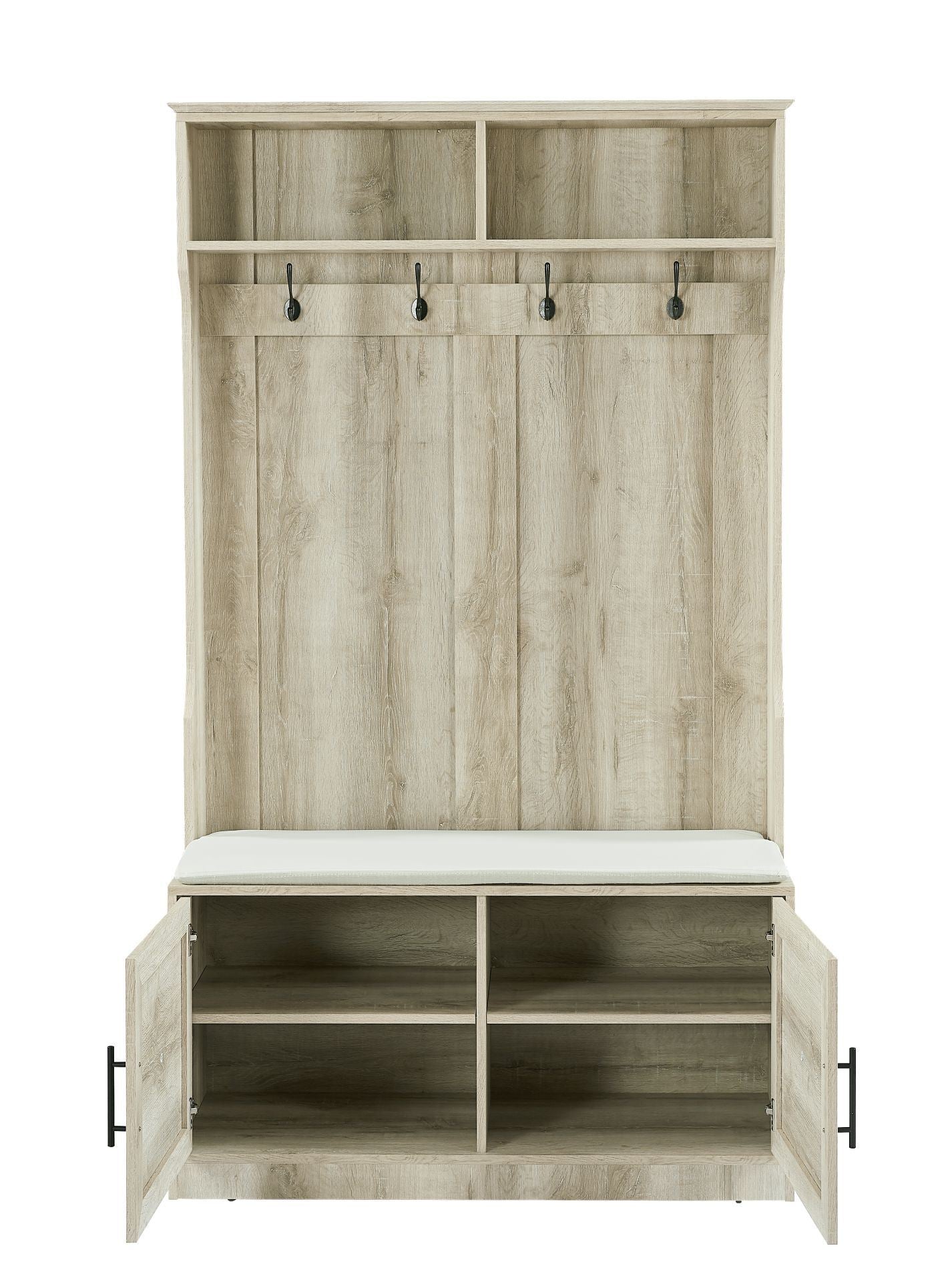 Wood Coat Rack, Storage Shoe Cabinet, with Clothes Hook, with Sponge Pad Product, Multiple Storage Racks, bedroom, porch wardrobe storage rack, Dark Colour