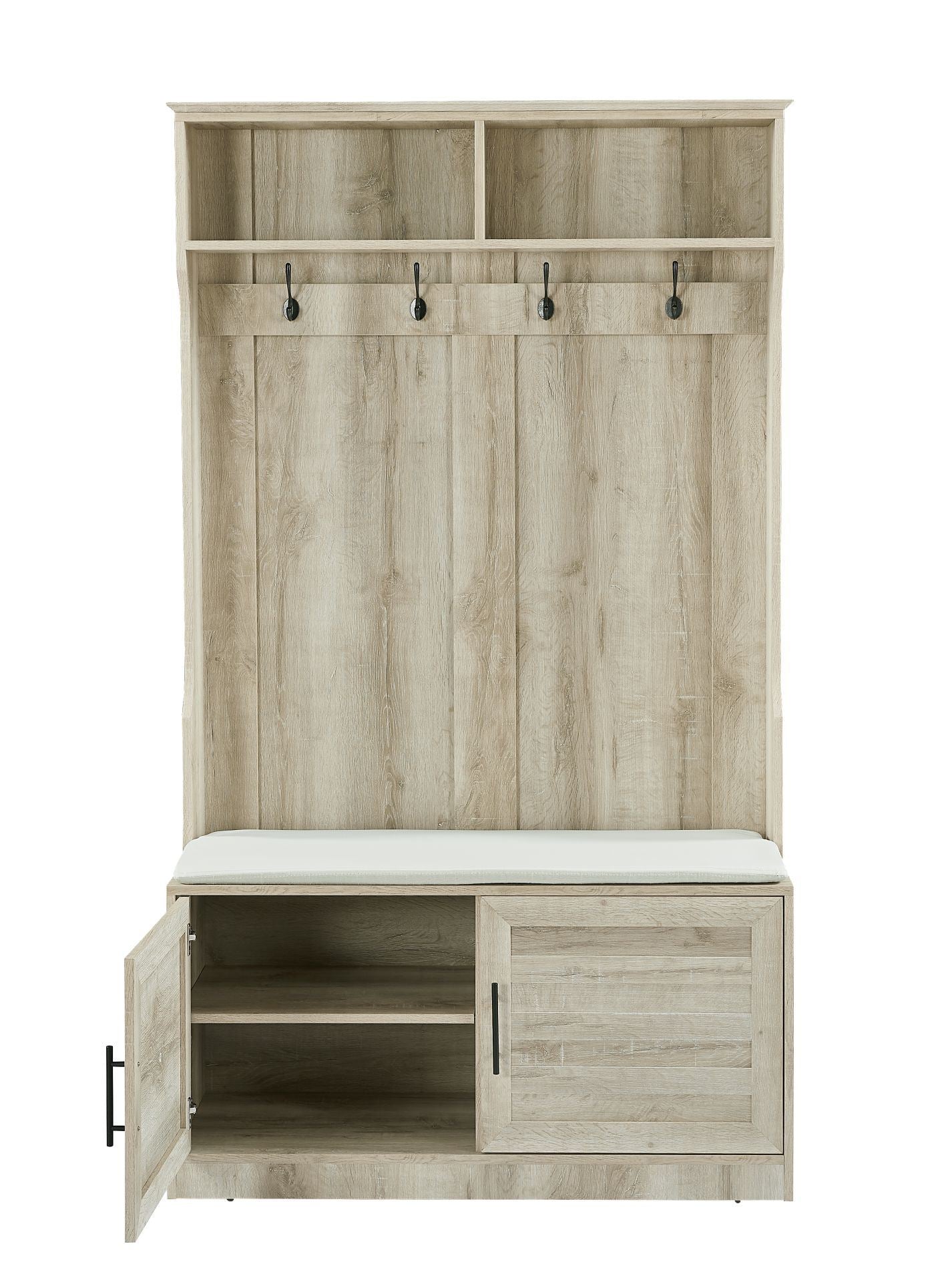Wood Coat Rack, Storage Shoe Cabinet, with Clothes Hook, with Sponge Pad Product, Multiple Storage Racks, bedroom, porch wardrobe storage rack, Dark Colour