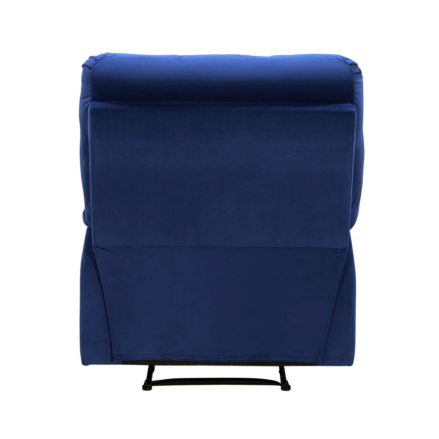 Reclining Chair Blue Velvet Upholstery Square Tufted Back Pillowtop Arms Solid Wood Furniture Modern Living Room Recliner 1pc