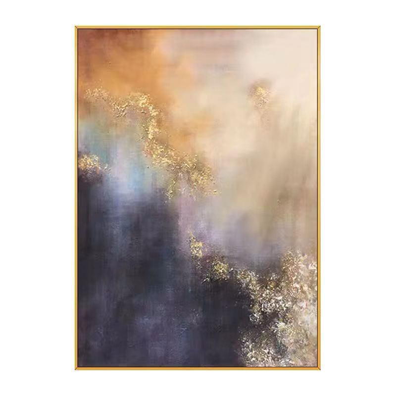 High Quality Golden Blue Black Abstract 100% Handmade Painting Modern Art Picture For Living Room Modern Cuadros Canvas Art