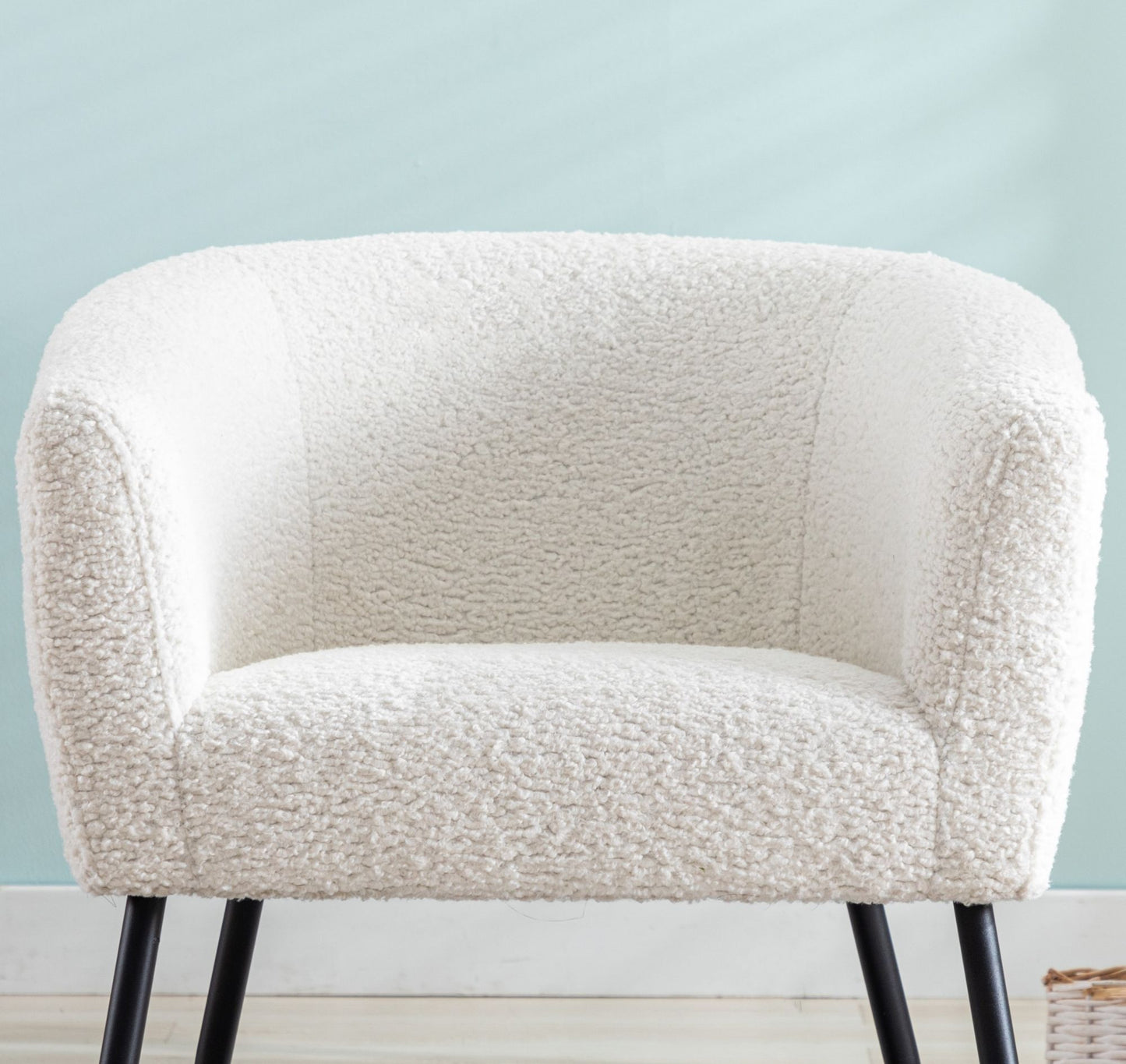 Modern Style 1pc Accent Chair White Sheep Wool-Like Fabric Covered Metal Legs Stylish Living Room Furniture