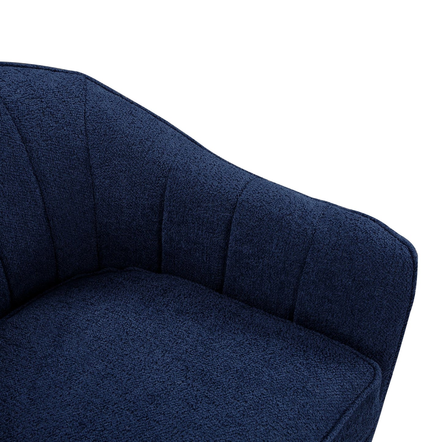 Mid-Century Modern Accent Chair 1pc Blue Chenille Fabric Upholstered Channel Stitched Back Brown Legs Solid Wood Furniture