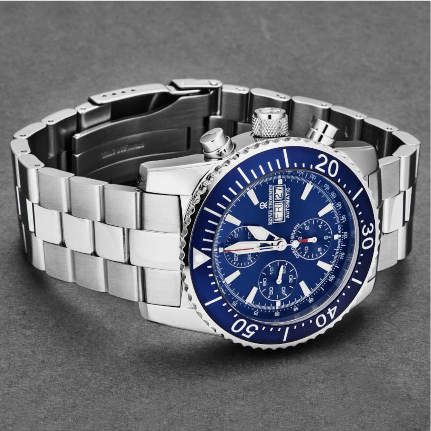 Revue Thommen 17030.6133 Men's 'Divers' Blue Dial Day-Date Chronograph Automatic Watch