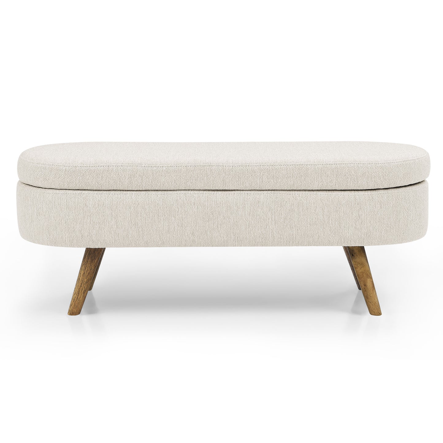 Ottoman Oval Storage Bench,Rubber Wood Legs