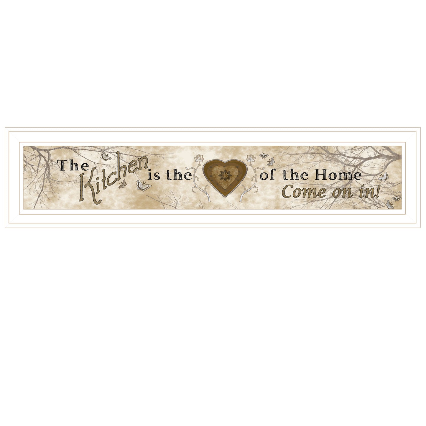 "Love of Nature Kitchen / Heart of Then Home" Wall Art by Artisan Trendy Decor 4U in White Frame