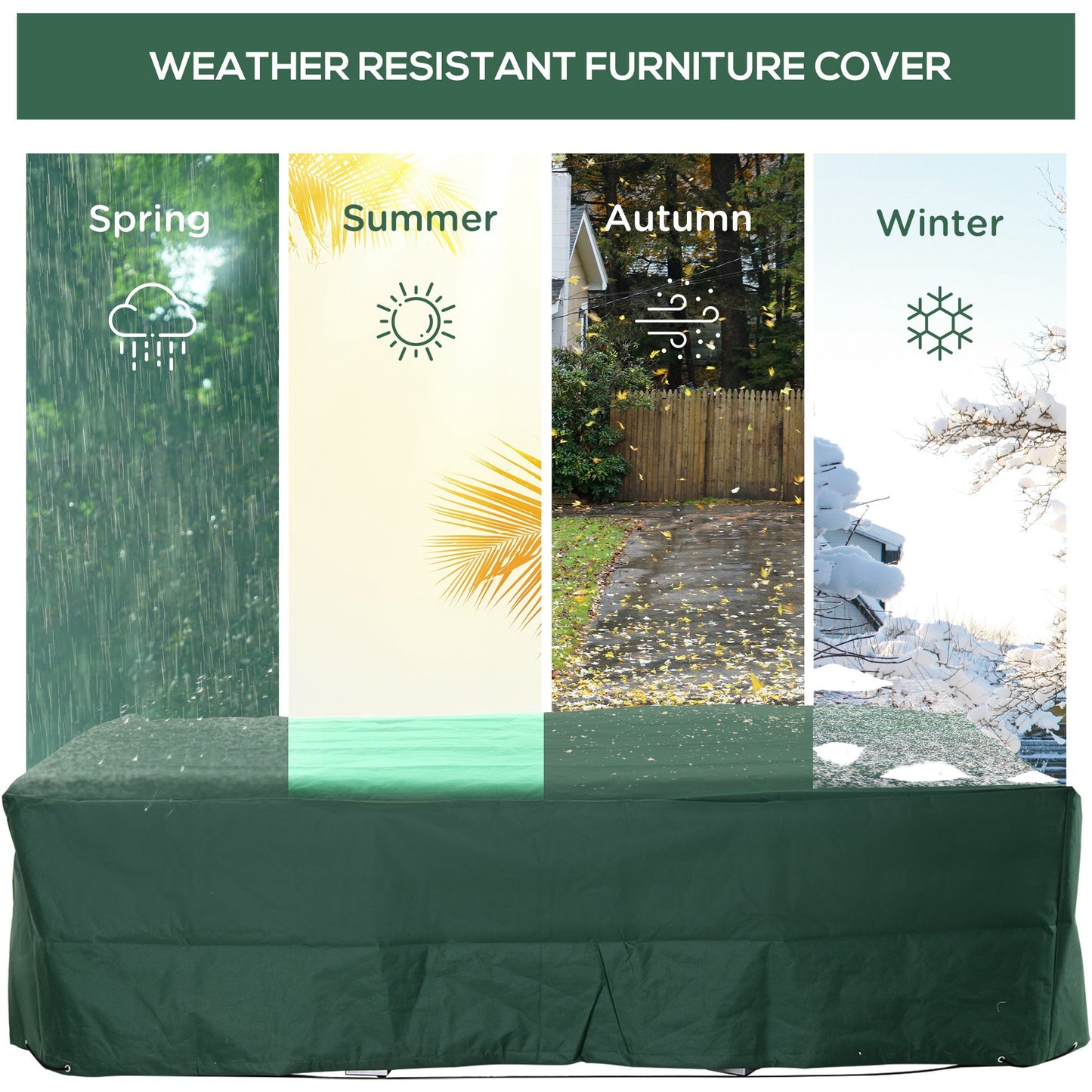 97" x 65" x 26" Heavy Duty Outdoor Sectional Sofa Cover, Waterproof Patio Furniture Cover for Weather Protection, Dark Green
