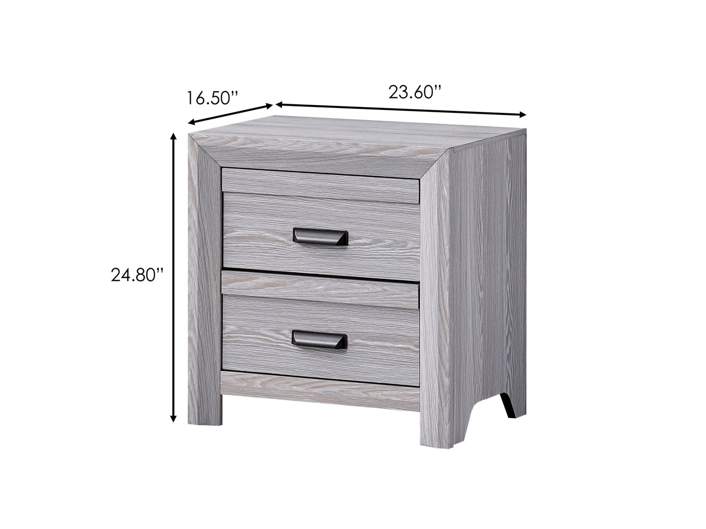 1pc Contemporary Gray Rustic Wooden Finish Nightstand with Two Storage Drawers