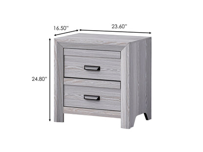 1pc Contemporary Gray Rustic Wooden Finish Nightstand with Two Storage Drawers