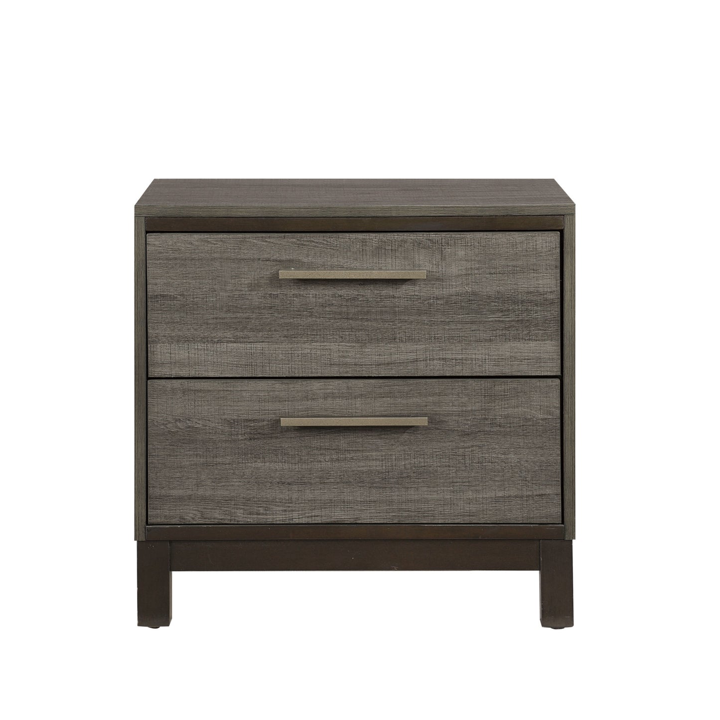 Contemporary Styling 1pc Nightstand of 2x Drawers w Antique Bar Pulls Two-Tone Finish Wooden Bedroom Furniture