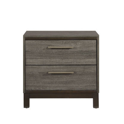 Contemporary Styling 1pc Nightstand of 2x Drawers w Antique Bar Pulls Two-Tone Finish Wooden Bedroom Furniture