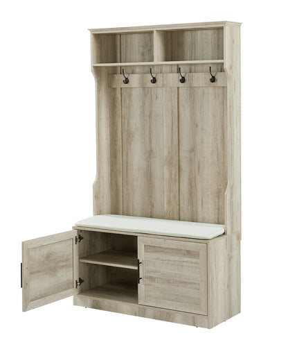 Wood Coat Rack, Storage Shoe Cabinet, with Clothes Hook, with Sponge Pad Product, Multiple Storage Racks, bedroom, porch wardrobe storage rack, Dark Colour