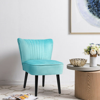 Set of 2 Upholstered Modern Leisure Club Chairs with Solid Wood Legs