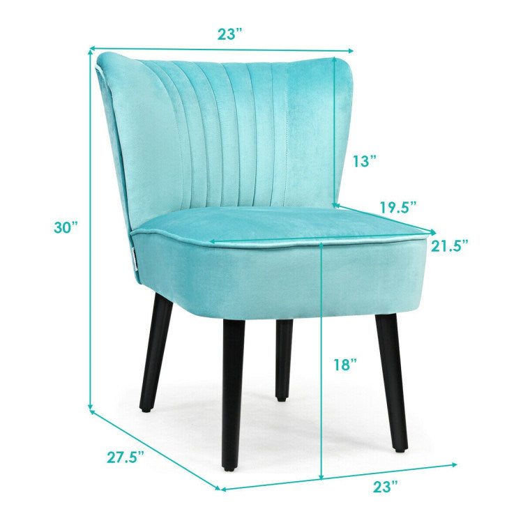 Set of 2 Upholstered Modern Leisure Club Chairs with Solid Wood Legs