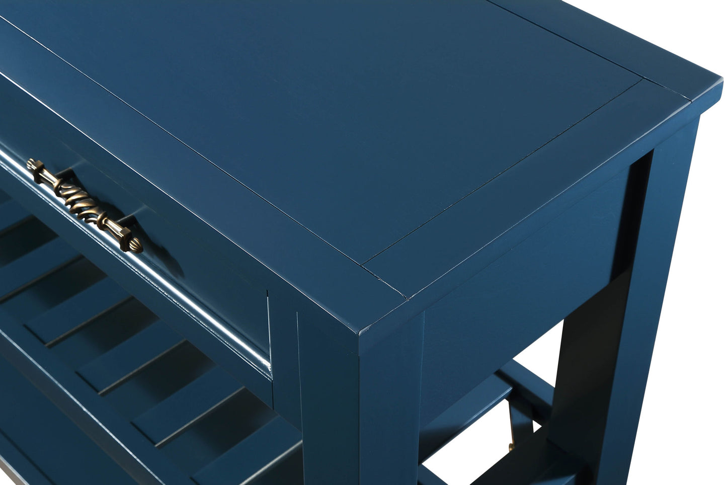 Console Sofa Table with 2 Storage Drawers and 2 Tiers Shelves, Mid-Century Style 42'' Solid Wood Buffet Sideboard for Living Room Furniture Kitchen Dining Room Entryway Hallway,Navy Blue