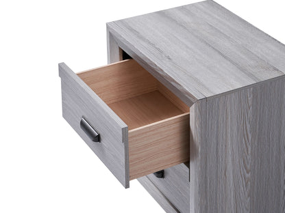 1pc Contemporary Gray Rustic Wooden Finish Nightstand with Two Storage Drawers