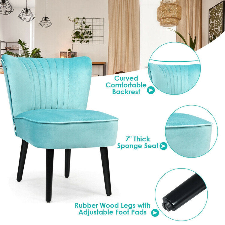 Set of 2 Upholstered Modern Leisure Club Chairs with Solid Wood Legs