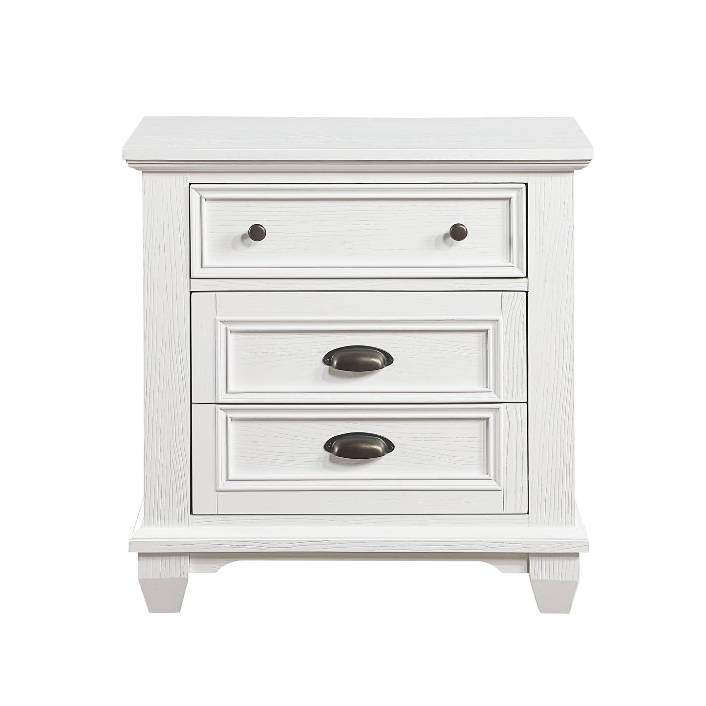 White Finish Two Drawers Nightstand 1pc Traditional Framing Wooden Bedroom Furniture