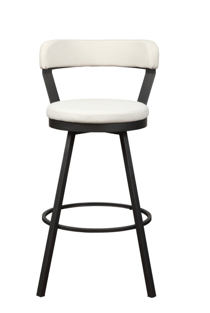 Pub Chairs 2pc Set White PU Upholstered Metal Base 29-inch Counter Height Chairs Seat 360-degree Swivel Dining Furniture