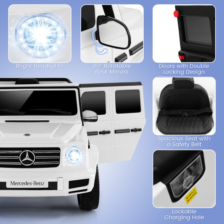 12V Battery Powered Licensed Mercedes-Benz G500 Kids Ride-on Car in White
