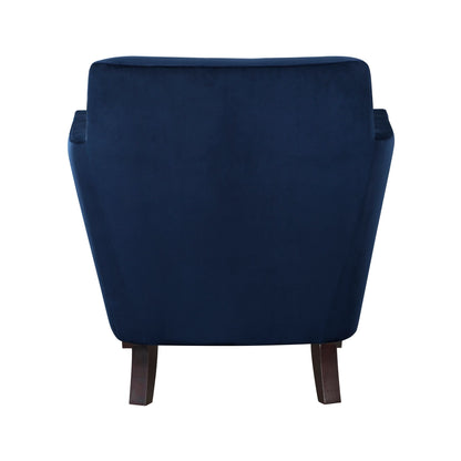 Stylish Home Accent Chair Blue Velvet Upholstery Matching Pillow Solid Wood Furniture Living Room 1pc