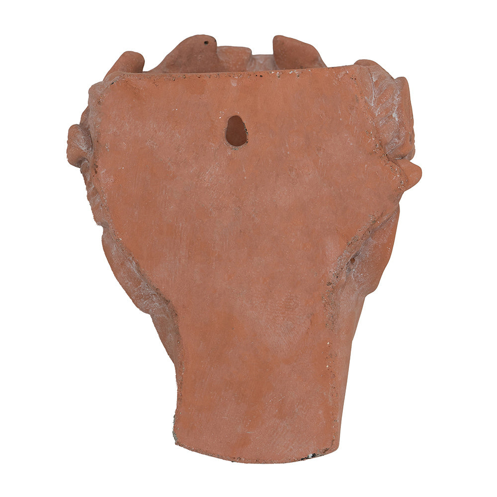 7x5.5x9" Visage Head Bust Planter, Brown - Home Wall Planter