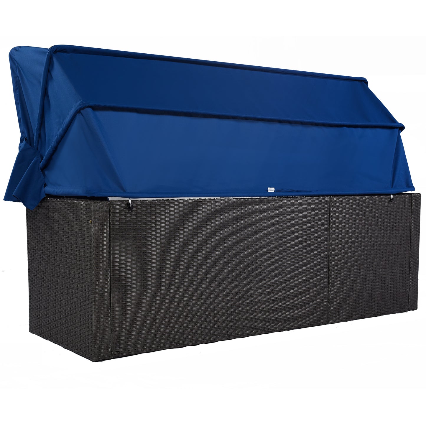 U_Style Outdoor Patio Rectangle Daybed with Retractable Canopy, Wicker Furniture Sectional Seating with Washable Cushions, Backyard, Porch(As same as WY000263AAE)