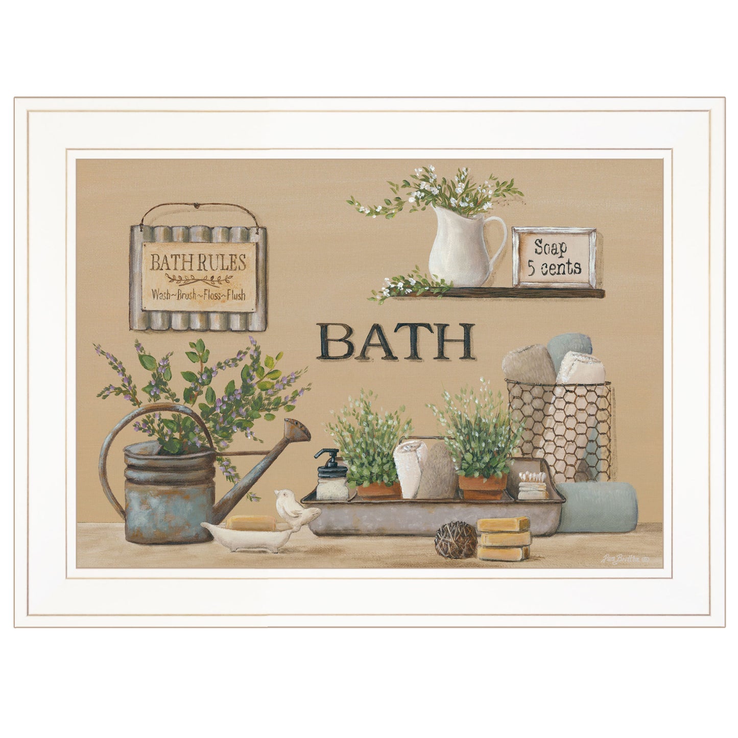 "Farmhouse Bath II" Wall Art by Pam Britton