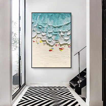 Thick Texture People On The Beach Handmade Abstract Oil Painting Unframed Custom Artwork China Import Item Decoration For Home