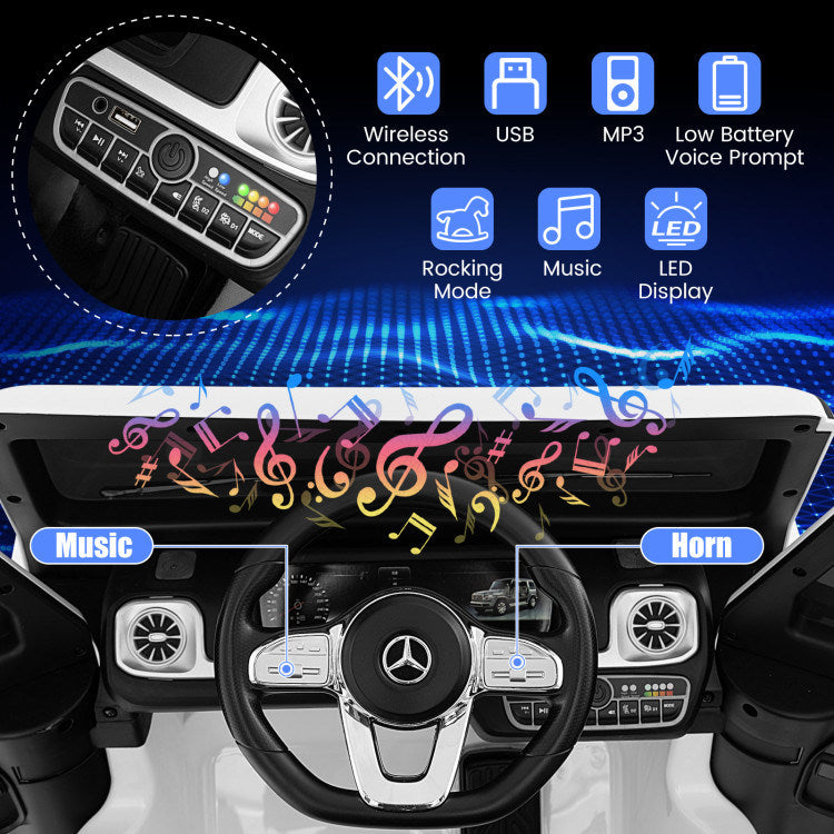 12V Battery Powered Licensed Mercedes-Benz G500 Kids Ride-on Car in White