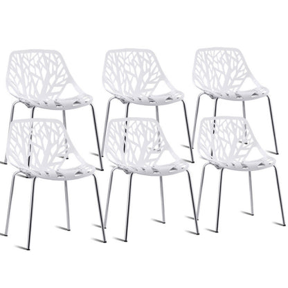 Set of 6 Accent Armless Modern Dining Chairs with Plastic Feet Pads