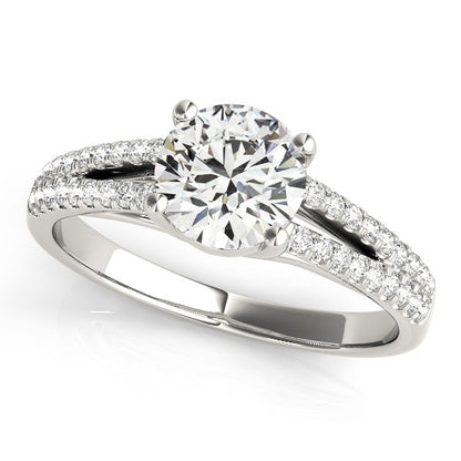 White Gold 14k Split Shank Round Diamond Engagement Ring (1 1/8 cttw)