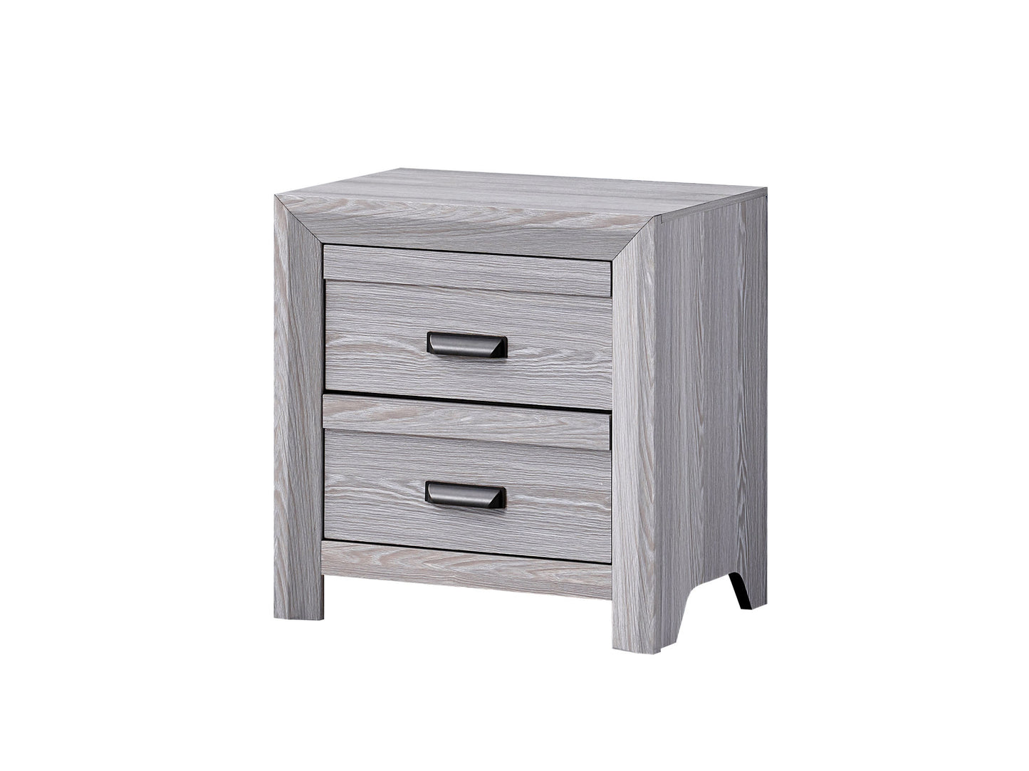 1pc Contemporary Gray Rustic Wooden Finish Nightstand with Two Storage Drawers