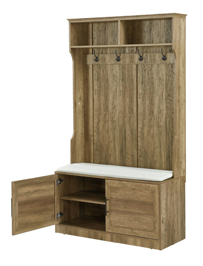 Wood Coat Rack, Storage Shoe Cabinet, with Clothes Hook, with Sponge Pad Product, Multiple Storage Racks, bedroom, porch wardrobe storage rack, Dark Colour
