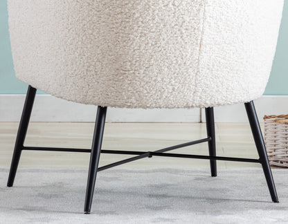 Modern Style 1pc Accent Chair White Sheep Wool-Like Fabric Covered Metal Legs Stylish Living Room Furniture