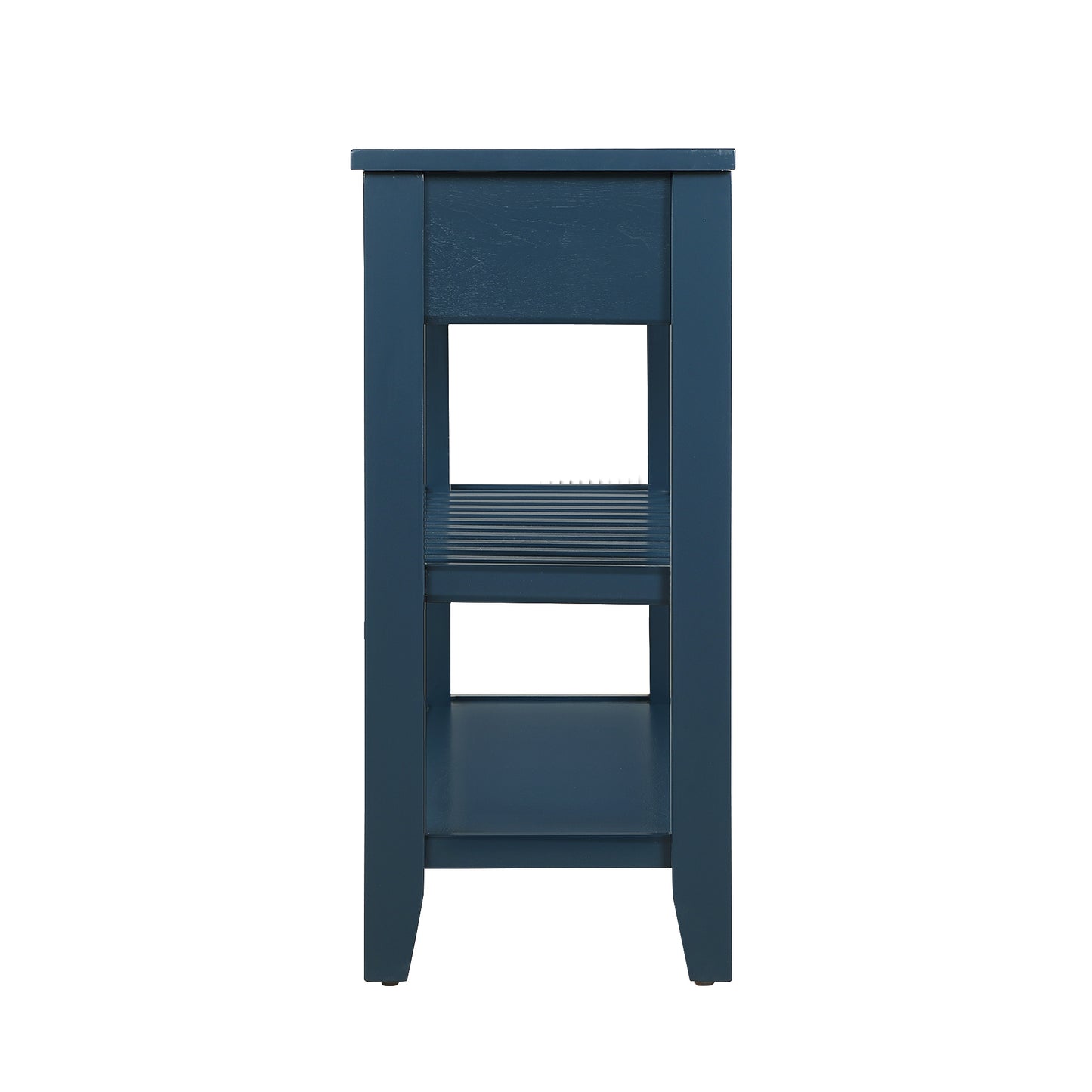 Console Sofa Table with 2 Storage Drawers and 2 Tiers Shelves, Mid-Century Style 42'' Solid Wood Buffet Sideboard for Living Room Furniture Kitchen Dining Room Entryway Hallway,Navy Blue