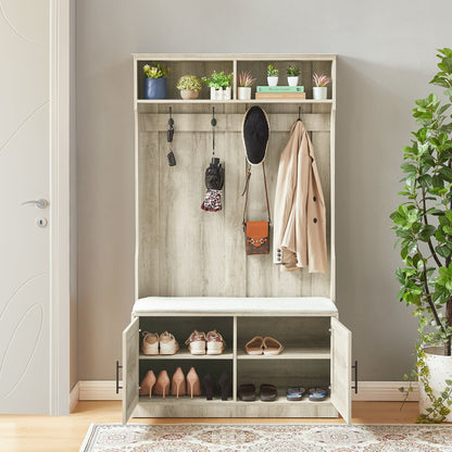 Wood Coat Rack, Storage Shoe Cabinet, with Clothes Hook, with Sponge Pad Product, Multiple Storage Racks, bedroom, porch wardrobe storage rack, Dark Colour